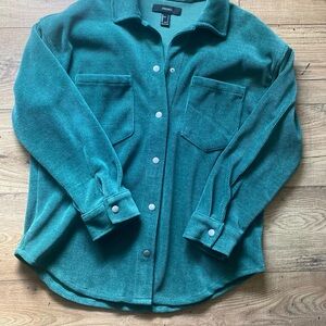 Green Corduroy Button-Up Shirt